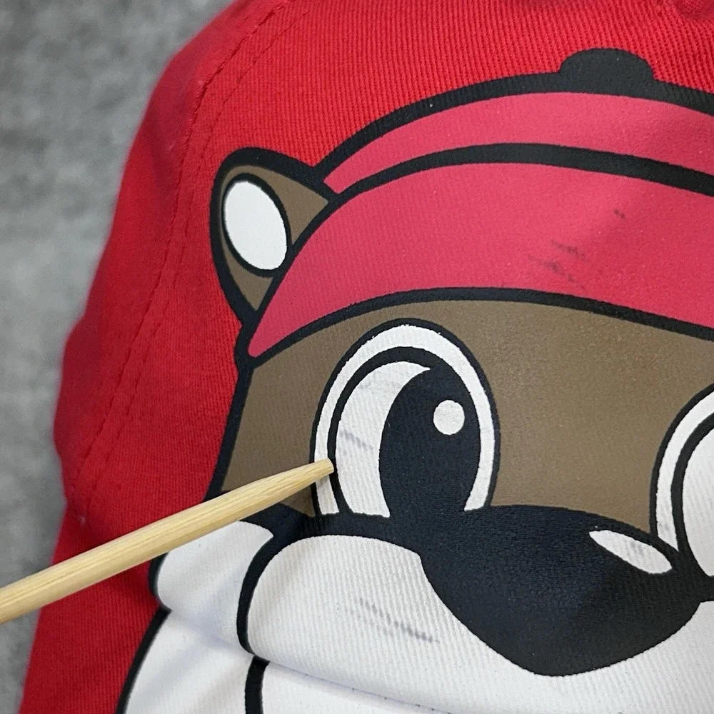 Buc-ee's Infant‎ Beaver Face Ball Cap Red Elastic Back UPF 50+ Cotton
